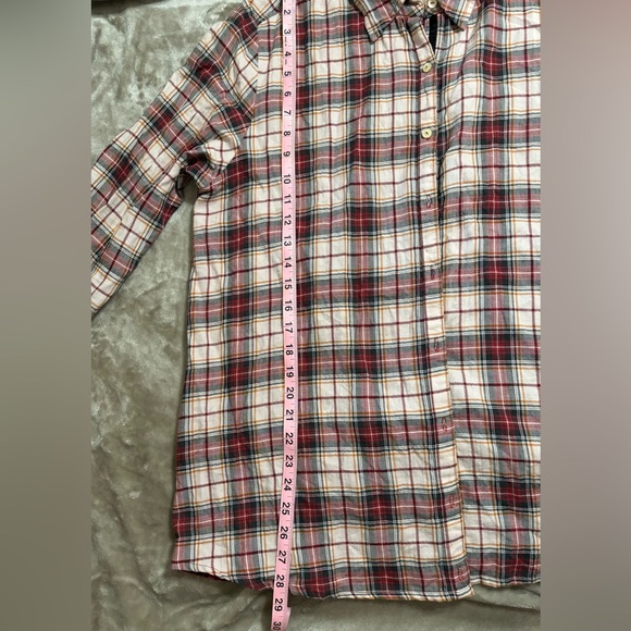 Johnny Was Plaid Embroidered Shirt | Size: L | Color: Burgandy - Picture 11 of 13